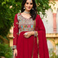 Rajwada Maroon Georgette Thread Work Gown For Women