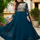 Rajwada Dark Teal Blue Georgette Thread Work Gown For Women
