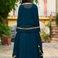 Rajwada Dark Teal Blue Georgette Thread Work Gown For Women