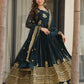 Rajwada Dark Teal Green Georgette Embroidered Gown For Women