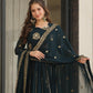 Rajwada Dark Teal Green Georgette Embroidered Gown For Women