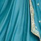 Rajwada Teal Blue Silk Embroidered Gown For Women