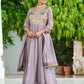 Rajwada Dusty Lavender Silk Embroidered Gown For Women