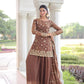 Rajwada Brown Silk Blend Embellished Stitched Kurta Set For Women