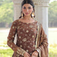 Rajwada Brown Silk Blend Embellished Stitched Kurta Set For Women