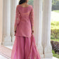 Rajwada Pink Silk Blend Embellished Stitched Kurta Set For Women