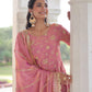 Rajwada Pink Silk Blend Embellished Stitched Kurta Set For Women
