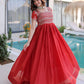 Rajwada Rust Orange Georgette Embellished Gown For Women