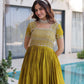 Rajwada Olive Mustard Georgette Embellished Gown For Women