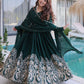Rajwada Dark Green Silk Blend Embroidered Gown For Women