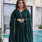 Rajwada Dark Green Silk Blend Embroidered Gown For Women
