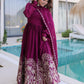Rajwada Deep Magenta Silk Blend Embroidered Gown For Women