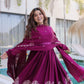 Rajwada Deep Magenta Silk Blend Embroidered Gown For Women