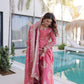 Rajwada Pink Silk Blend Embellished Stitched Kurta Set For Women
