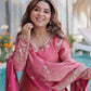 Rajwada Pink Silk Blend Embellished Stitched Kurta Set For Women
