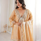 Rajwada Gold Silk Blend Embellished Stitched Kurta Set For Women