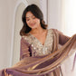 Rajwada Mauve Silk Blend Embellished Stitched Kurta Set For Women