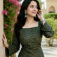 Rajwada Olive Green Cotton Solid Stitched Kurta Set For Women