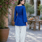 Rajwada Royal Blue Cotton Solid Stitched Kurta Set For Women
