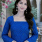 Rajwada Royal Blue Cotton Solid Stitched Kurta Set For Women