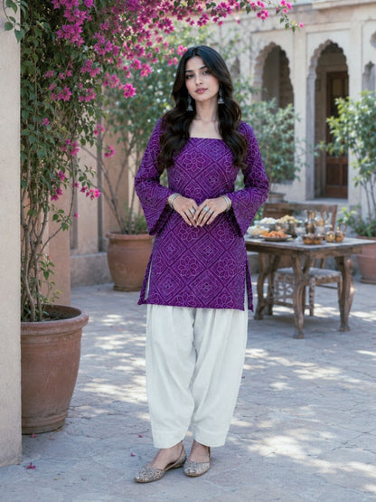 Rajwada Violet Cotton Solid Stitched Kurta Set For Women
