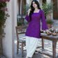 Rajwada Violet Cotton Solid Stitched Kurta Set For Women