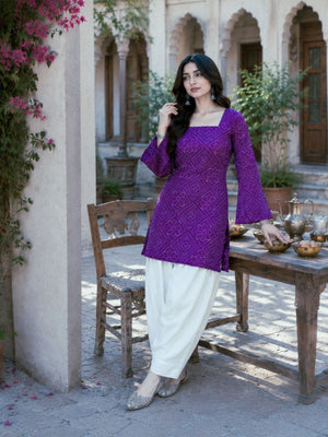 Rajwada Violet Cotton Solid Stitched Kurta Set For Women