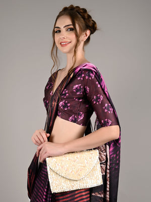 Rajwada Women Pink-White Floral Envelope Clutch