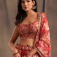 Rajwada Red Organza Embellished Lehenga For Women