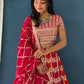 Rajwada Orange And Pink Georgette Embellished Lehenga For Women