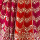 Rajwada Orange And Pink Georgette Embellished Lehenga For Women