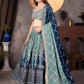 Rajwada Navy Blue And Sea Green Georgette Embellished Lehenga For Women