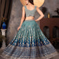Rajwada Navy Blue And Sea Green Georgette Embellished Lehenga For Women