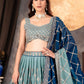 Rajwada Navy Blue And Sea Green Georgette Embellished Lehenga For Women