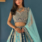 Rajwada Teal Blue And Sky Blue Georgette Embellished Lehenga For Women