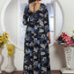 Rajwada Navy Blue Rayon Printed Kurti For Women