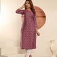 Rajwada Mauve Cotton Blend Mirror Work Kurti For Women