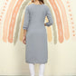 Rajwada Grey Cotton Blend Solid Kurta For Women