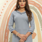 Rajwada Grey Cotton Blend Solid Kurta For Women