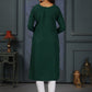 Rajwada Dark Green Cotton Blend Solid Kurta For Women