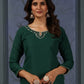 Rajwada Dark Green Cotton Blend Solid Kurta For Women