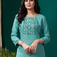 Rajwada Sea Green Cotton Blend Solid Kurta For Women