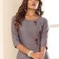 Rajwada Grey Silk Blend Solid Kurta For Women