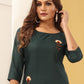 Rajwada Dark Green Silk Blend Solid Kurta For Women