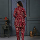 Rajwada Maroon Cotton Blend Printed Co Ord Set For Women