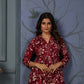 Rajwada Maroon Cotton Blend Printed Co Ord Set For Women