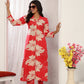 Rajwada Red Cotton Blend Printed Kurta Set For Women