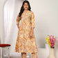 Rajwada Beige Cotton Blend Printed Kurta Set For Women