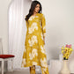 Rajwada Mustard Yellow Cotton Blend Printed Kurta Set For Women