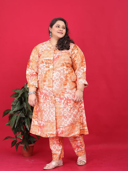 Rajwada Beige And Off White Cotton Blend Printed Kurta Set For Women